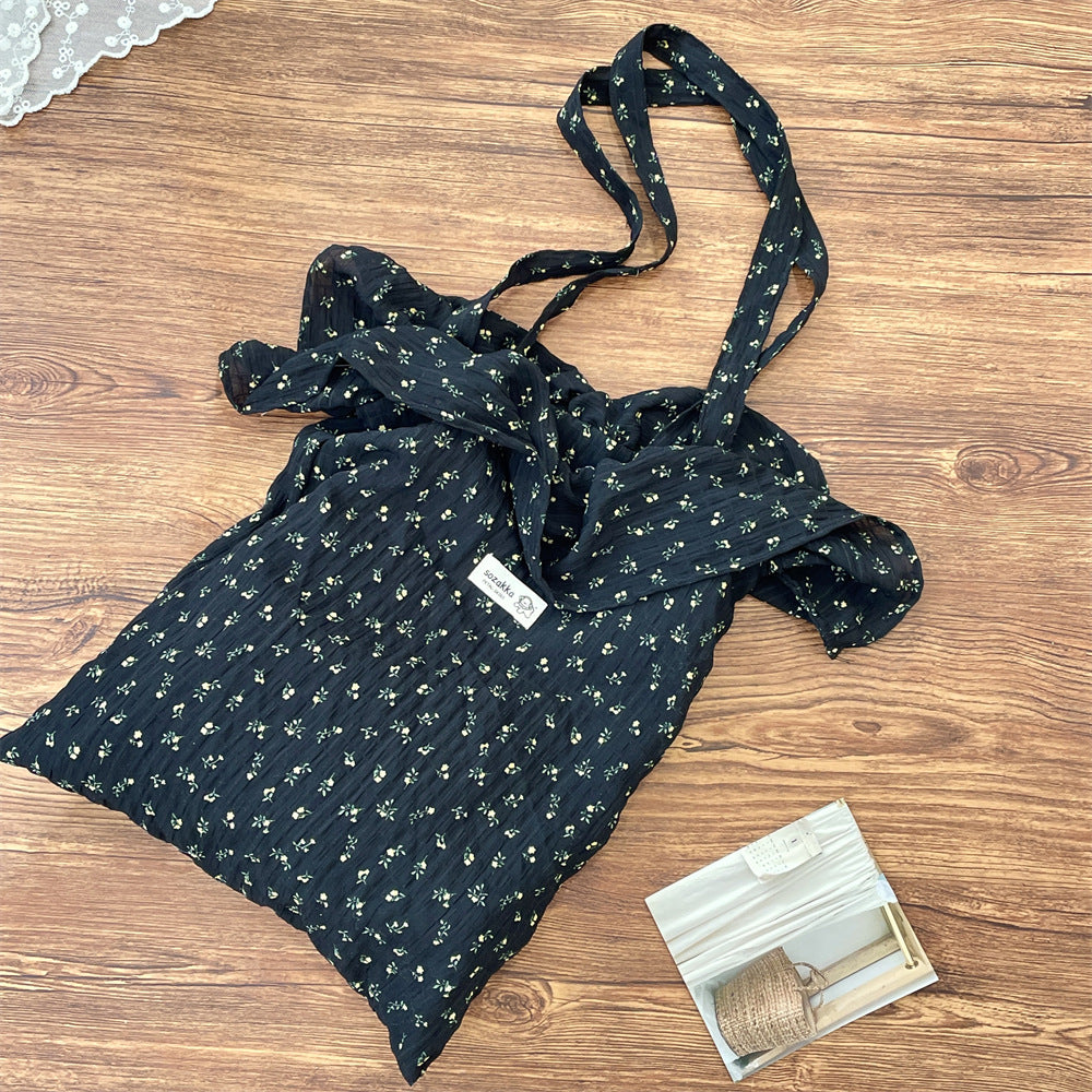 Wholesale Chiffon ruffle shoulder bag cute cherry canvas bag